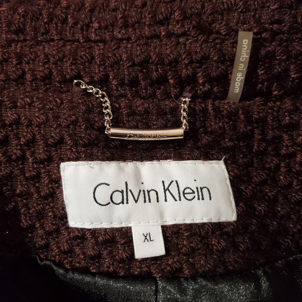 Calvin Klein NWT Woven Belted Hooded Zip Mid Length Coat Womens Size XL Plum - Picture 12 of 15